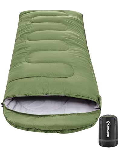 KingCamp Schlafsack Winter Outdoor Warmer Deckenschlafsack Tragbar Leicht 3-4 Jahreszeiten Camping Schlafsack für Kinder & Erwachsenen beim Camping Trekking 1.9 KG Oliv R