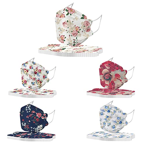 50 Stück Mundschutz Erwachsene mit Motiv Einweg 4-lagig Fischform Mund Nasenschutz Schöne Bedruckt Maske Atmungsaktiv Geruchlos Staubdicht Mund-Tuch Bandana Halstuch Masken Schals, 220127