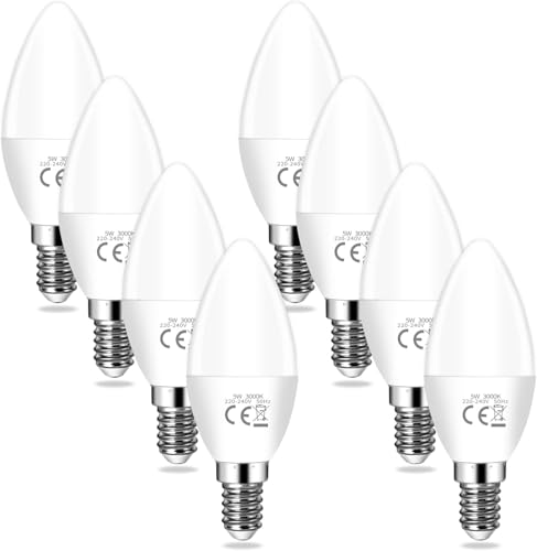 YIIFELL E14 Led Warmweiss, Glühbirne E14, 8er-Pack, 5w Ersetzt 40W Glühbirne, 2700k Nicht Dimmbar, Warmweiß 200° Abstrahlwinkel AC 220-240V (Warmweiß)