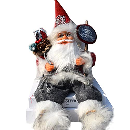 Hopowa Weihnachtsmann Sitzender Weihnachtsvitrine Dekoration 57cm Weihnachtsmann Dekofigur Nikolaus für Innen- und Außen