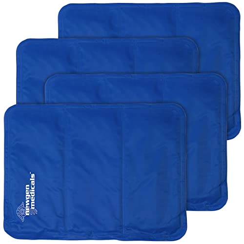 Newgen Medicals Kühltuch: 4er-Set kühlende Kissenauflagen, 30 x 40 cm, blau (Kühl Matte Bett, Kühlmatten, Gel)