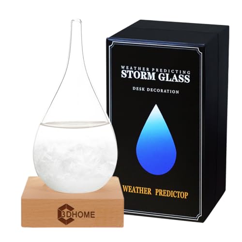 3DHOME Sturmglas, Mode Kreative Wassertropfen Glas Barometer, Wettervorhersage Flasche, Wetterstation,Verwendet für Heim- und Büro-Desktop-Dekoration, Weihnachtsgeschenke, Geburtstagsgeschenke (S)