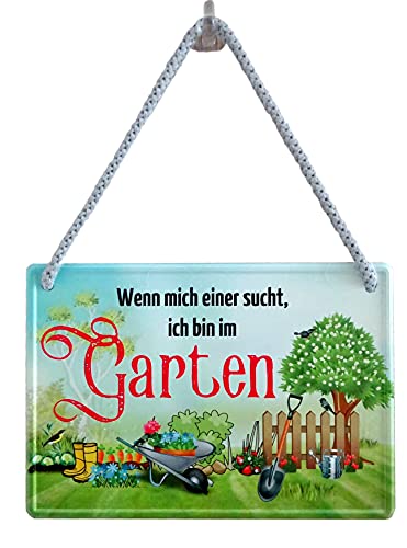 Geschenkeparadies 24 Garten Gärtner Blechschild Hängeschild 16x11cm Wenn Mich Einer sucht, ich Bin im Garten