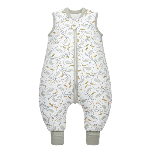 MIKAFEN Baby Schlafsack Winter mit Füßen 2.5 Tog 100% Baumwolle Kinder winterschlafsack für Jungen und Mädchen 100cm/Höhe105-115cm,Ente