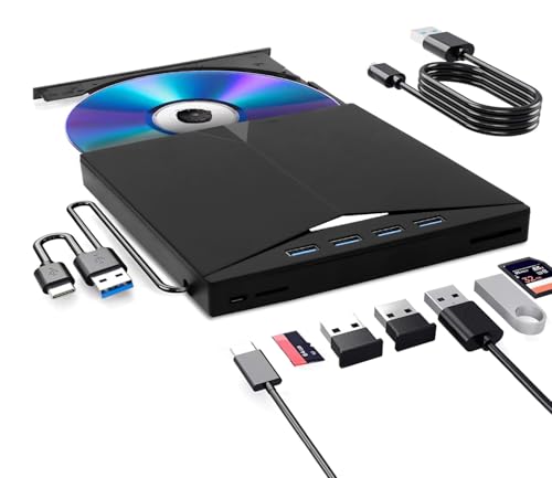 Externes Blu Ray Laufwerk für Pc, Bluray Laufwerk Extern Externe Blu-ray Laufwerke Blu Ray Brenner Extern USB3.0 Typ-C DVD/BD Player, Tragbares Blu Ray Recorder für PC Laptop Windows 7/8/10/11