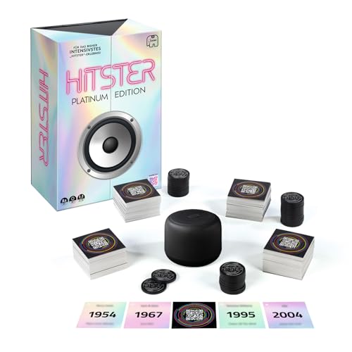 Hitster Platin-Edition – Musik-Partyspiel mit 500 Songs aus Pop, Rock, Hip-Hop, Dance & mehr, inkl. Lautsprecher