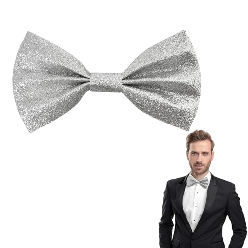 XIABYAYU Pailletten Fliege Herren, Glitzer Fliege Silber, Verstellbare Herrenfliege, Kostüm Accessoires Herren für Hochzeit, Weihnachten, Karneval, Halloween, Party Kostüm Zubehör