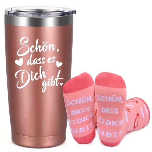 Livole Dankeschön Geschenke for Frauen, Sie, Kollegin, Tante - Schön dass es Dich gibt - Sinnvolle Geschenk Beste Freundin Geburtstag, Weihnachtsgeschenke für Frauen, 20oz 600ml Kaffee Becher to go