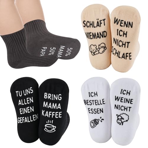Baby Socken 0-12 Monate, 4 Paare Baby Geschenk, Baumwolle Neugeborenen Geschenk, Lustig Babyparty Geschenk zur Geburt Junge Mädchen