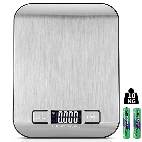 Küchenwaage Digital, 10KG Küchenwaage mit LCD Display und Tara Funktion, Küchenwaage zum Backen und Kochen, Messen von Zutaten, Schmuck so weiter, 1g
