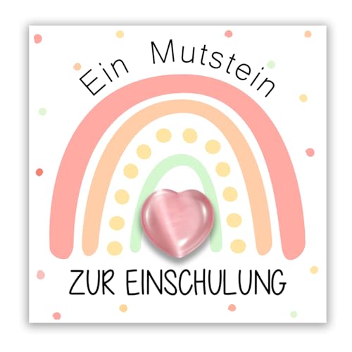 Mutstein für Kinder Einschulung - Schulkind 2025 Mädchen Geschenk, Glücksbringer Mutmacher Schulanfang Mutstein mit Karte Einschulung, Geschenke zur Einschulung Schultüte Mädchen Einschulungsgeschenk