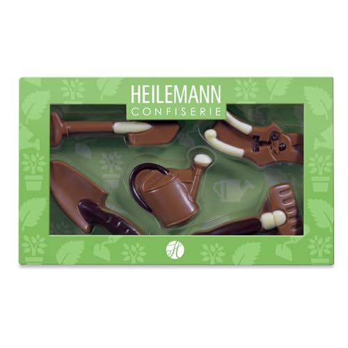 Heilemann Schokoladen-Figuren Themenpackung, Geschenkpackung Edelvollmilch, 100 g (Garten)