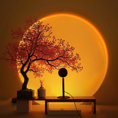 GY Sunset Lamp, 4 Colours Sunset Lamp, USB Port Sunlight LED Projector, 180° Swivelling Ambient Light, Ideal for Photos, Selfies and Living Room Decoration