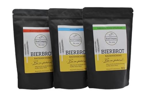 Bierbrot Backmischung - 3er Probierset - Bier Brot Backmischung für Bierfreunde - Bier Geschenk für Männer - Backmischung vegan & laktosefrei - Bier rein, glücklich sein!