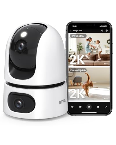 Imou 2K+2K Dual Kameras Überwachung Innen mit KI Mensch/Tier, Farbnachtsicht, 360° PTZ WLAN Überwachungskamera Innen, Automatische Verfolgung,2-Wege-Audio, Sirene, Modus Privat,Ideal für Baby/Haustier