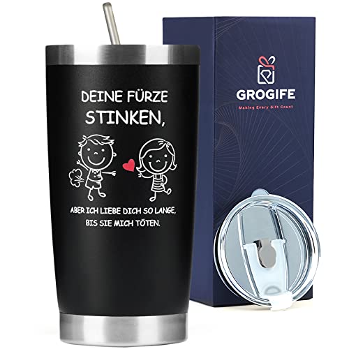 Grogife Valentinsgeschenke für Ihn, Valentinstag Lustige Geschenk für Männer, Valentines, Jahrestag, Hochzeitsgeschenke für Partner, Lieblingsmensch, Ehemann, Him, Kaffeebecher to go Becher 600ml