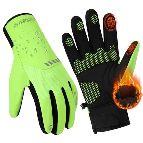 Vilico Winterhandschuhe Herren Wasserdicht Touchscreen,Fleece Warm Thermal Winter Handschuhe Touchscreen,für Radfahren,Fahrrad,Motorrad，Skifahren