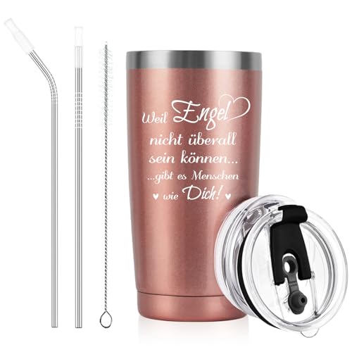 Livole Weihnachtsgeschenke für Frauen, Sie, Tante, Kollegin, Geschenke für Frauen, Beste Freundin - Weil Engel nicht überall sein können... gibt es Menschen wie Dich! - 600ml Isolierter Weinbecher