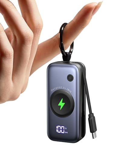 INIU Power Bank, Mini Powerbank für Apple Watch and iPhone mit USB-C Kabel, 5000mAh 20W PD Tragbare Externe Handyakkus, Reise Gadgets Flugzeug für Apple Watch Ultra 11 10 9 8 7 6 5 SE, iPhone 17 16 15