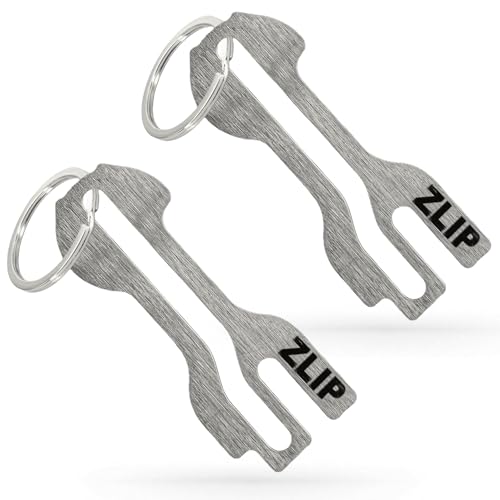 ZLIP® and Slide | Einkaufswagenlöser Edelstahl mit Schlüsselring | Einkaufswagenöffner für Fast alle Einkaufswagen | Schlüsselanhänger öffnet Frontlader- und Schubfach | Einkaufschip | 2 Stück