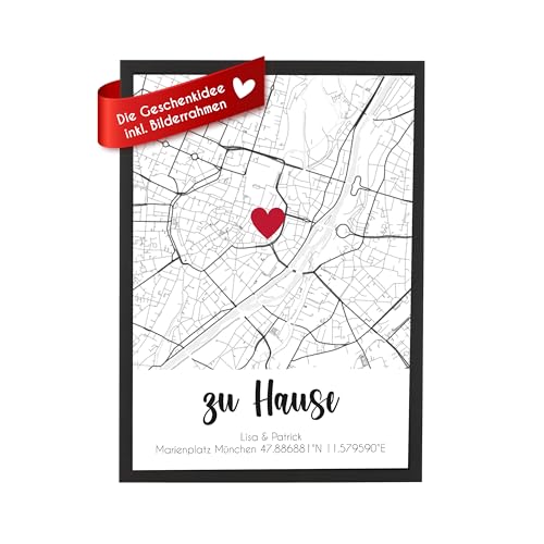Wackadoo Bilderrahmen Personalisiertes Poster Einzugsgeschenke Wohnung und Haus, Koordinaten Bild Zuhause, valentinstag geschenke für ihn sie, Geschenk Einzug, fotogeschenk, personalisiertes geschenk
