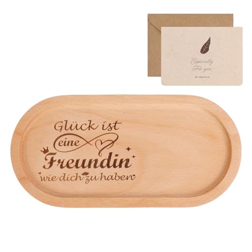 Freundschaft Geschenke, Seutgjie Beste Freundin Geschenke Personalisiertes Holztablett mit Gravur und Grußkarten für Geburtstag, Weihnachten und Jubiläume Holz Deko Kleine Aufmerksamkeit