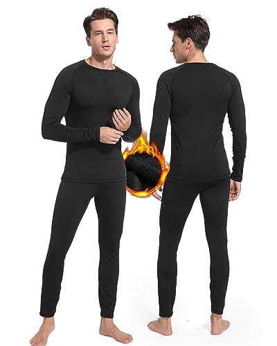 Thermounterwäsche Herren, Atmungsaktiv Funktionsunterwäsche Skiunterwäsche Set Männer Winter Lange Thermo Ski Unterwäsche Set für Joggen,Radfahren,Fußball,Skifahren,Motorrad