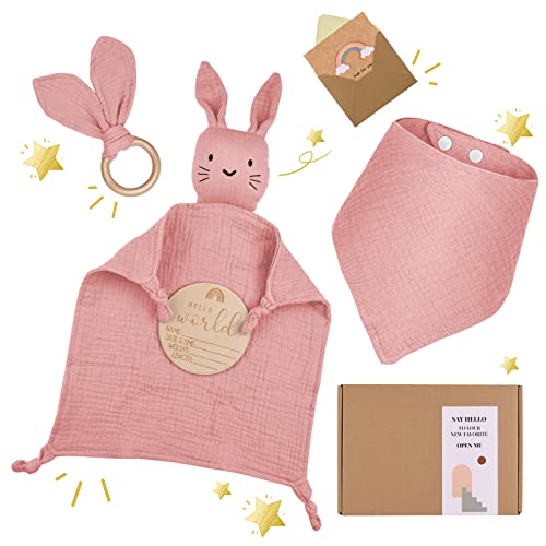 LAFERKA Baby Geschenk | Personalisierte Geschenke Zur Geburt für Mädchen | Schmusetuch Babyparty Beschenk Geschenkset