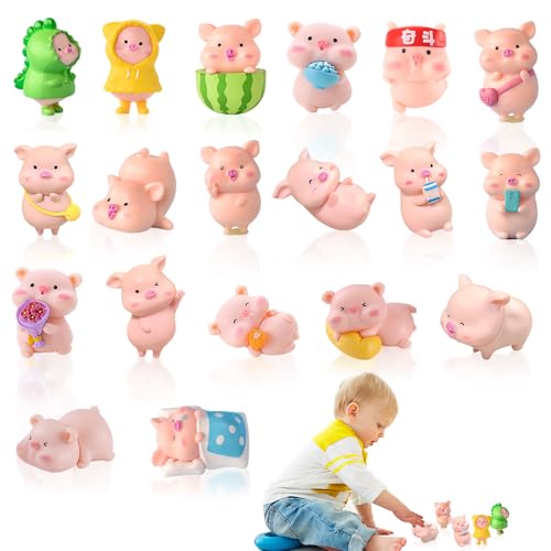 Glücksschweinchen, 19 Stück Glücksbringer Silvester, Glücksschwein Glücksbringer, Glücksschweinchen Klein Glücksbringer Neujahr, Geburtstagsdeko, Tortendeko, Glücksbringer Schwein
