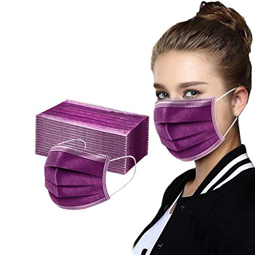 Beauteye 50 Stück Face Covering Mundschutz_Masken 3-lagig Mund und nasenschutz Einmal Mund_Schutz Mundbedeckung Erwachsene Einweg Baumwolle Bandana Bedeckung Halstuch