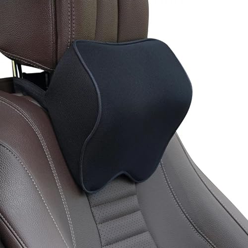 Generisch 2-Pack Auto Nackenkissen, Weichheit Auto Kopfstütze Kissen zum Fahren mit verstellbarem Riemen, 100% Memory Foam und atmungsaktiver Abnehmbarer Abdeckung (Black)