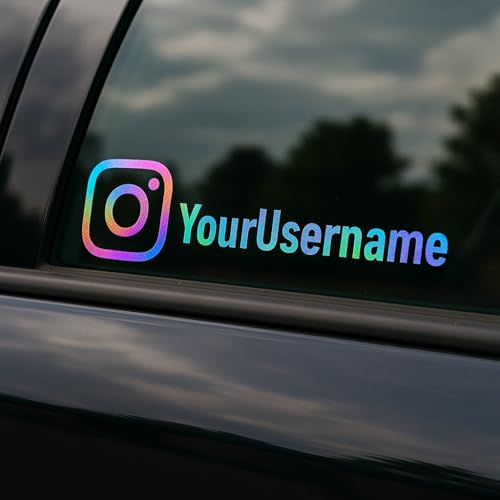 Personalisierter Social Media Aufkleber – Wunschtext – wetterfest & UV-beständig – für Auto, Fenster, Laptop (Instagram)