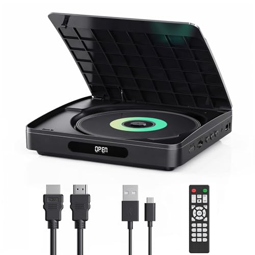 Mini DVD Player für TV mit HDMI-Kabel – HD Upscaling, regionsfrei, Speicherfunktion, HDMI-Sync, kompatibel mit verschiedenen Disc-Formaten (kein Blu-Ray)