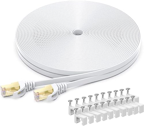 BUSOHE Cat 8 Lan Kabel 40meter, Hochgeschwindigkeits- Gigabit RJ45 LAN Netzwerkkabel, 40Gbps 2000Mhz Internet Patchkabel für Switch Router Modem Patch Panel PC