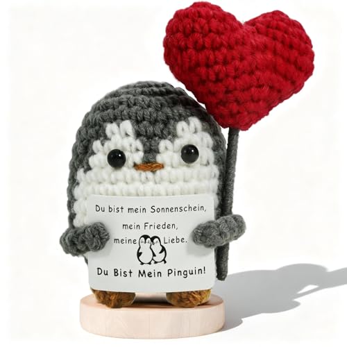 ZIENZENGYA Positive Pinguin Partner Geschenke für Männer, Ich Liebe Dich Geschenke, Jahrestag Geschenk für Sie Ihn, Valentinstagsgeschenk, Hochzeitstag, Strickwolle