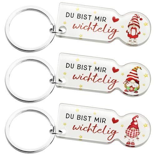 3 Einkaufswagenlöser Frohe Weihnachten/ Du bist mir wichtelig Geschenk Schlüsselanhänger Weihnachtsmann Rentier Wichtel Weihnachtsbaum Acryl Einkaufswagen Öffner Abziehbar Einkaufswagenchip Geschenke