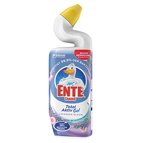 WC-Ente Total Aktiv Gel, Flüssiger WC Reiniger antibakteriell, Toilettenreiniger, Lavender Bloom, 1er Pack (1 x 750 ml)