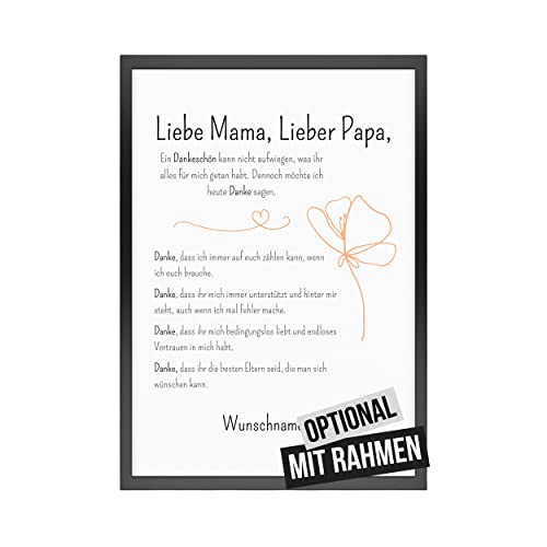 Personalisiertes Bild als Geschenk für Eltern, süße kreative Geschenkidee für Mama und Papa (Danke #3, Mama und Papa)