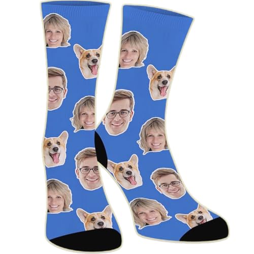 Personalisierte Face Socken mit 3 Fotos und Text,2025 DIY Lustige Socken,Geschenke für Frauen, Männer, Geburtstag,Vatertag, Geschenke zum Muttertag
