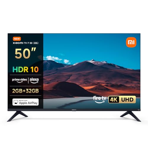Xiaomi TV F 50, 50 Zoll (127 cm), 4K UHD, Smart TV, Fire OS8, Triple Tuner DVB-C/S/S2/T/T2,HDR10, MEMC,60Hz mit 120Hz Game Boost Mode, Sprachsteuerung mit Alexa, 2GB+32GB, Kompatibel mit Apple AirPlay