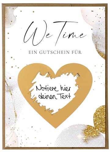 Joli Coon We Time Rubbelkarte Gutschein für gemeinsame Zeit - Zeit statt Zeug Gutscheinkarte zum Selber Ausfüllen mit Premium Kuvert 15 x 10,5 cm