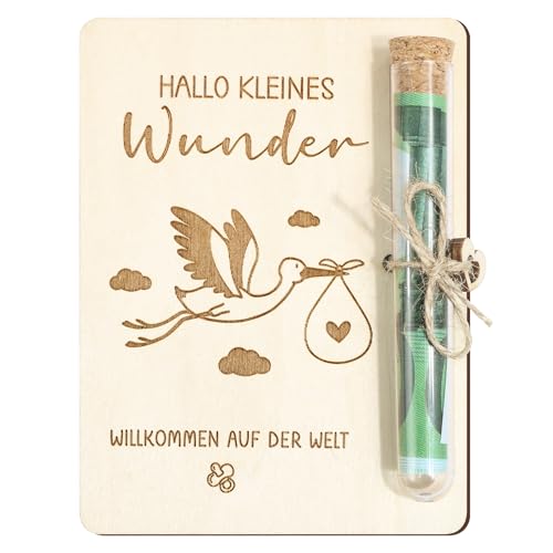 BOFUNX Geschenk zur Geburt Jungen Mädchen Geldgeschenk Verpackung aus Holz Baby Geburt Geschenk mit Reagenzgläser Lustige Geschenk für Junge Mädchen