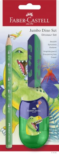 Faber-Castell - Schreibset Dino mit Bleistift, Spitzer und Radierer