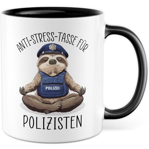 Polizei Tasse mit Spruch – Geschenk Anti-Stress-Tasse für Polizisten – Kaffeetasse 330ml aus Keramik – Beamter, Stress, Büro, Geschenkidee – Kaffee-Becher