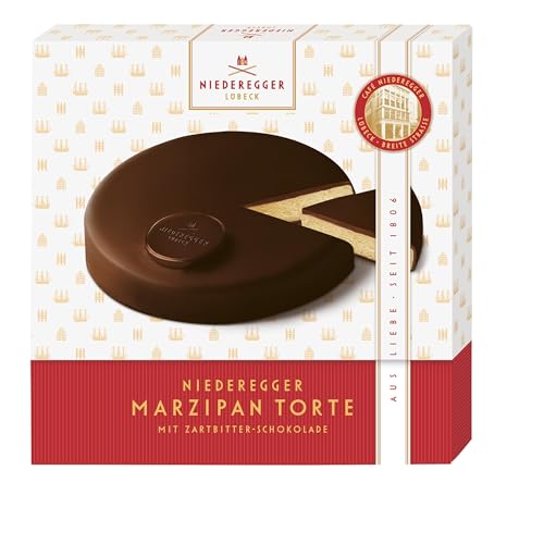 Niederegger | Marzipan Torte | 1x 390g | Feines Marzipan, umhüllt von knackiger Zartbitter-Schokolade | Marzipangeschenk |