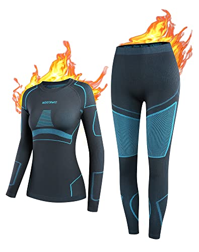 NOOYME Thermounterwäsche Damen Atmungsaktiv Thermowäsche Set Funktionswäsche Anti-bakteriell und Flexibel Skiunterwäsche Warme Unterwäsche für zu Hause und Sport im Herbst Winter