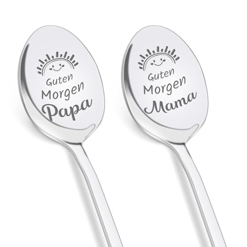Tulolvae Geschenke für Mama Papa, 2 Stücke Kaffeelöffel Geburtstagsgeschenk für Eltern, Weihnachtsgeschenke Muttertagsgeschenke Vatertagsgeschenk für Mutter Vater, Ostern Vatertag Muttertag Geschenk