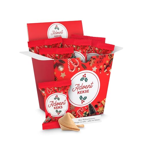 Glückskekse Weihnachten Adventskalender Füllung 9 Glücks Kekse Adventskalender zum Befüllen mit Lebkuchengeschmack Fortune Cookies im Display Nikolaus Geschenk Wichteln Geschenk Geschenkverpackung