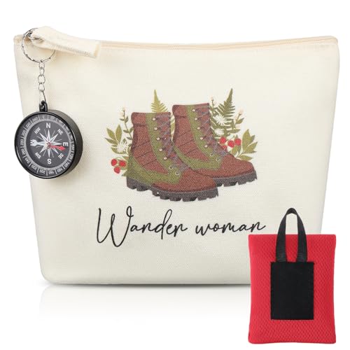 Geiserailie 4er Set Wandern Geschenke Enthalten Mini Picknickdecke Ultraleicht Tragbare Stranddecke Kompass Wundertüte Wander Woman Canvas Tasche Regenponcho Wanderzubehör für Damen