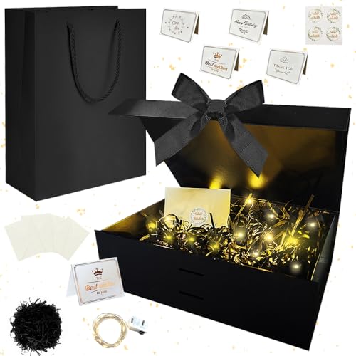 HIQE-FL Geschenkverpackung Box,26x19x8.5cm Geschenkverpackung Box mit Band,Geschenkbox mit Schleife,Geschenkkarton Für Geschenke,Magnetische Geschenkschachtel mit Deckel